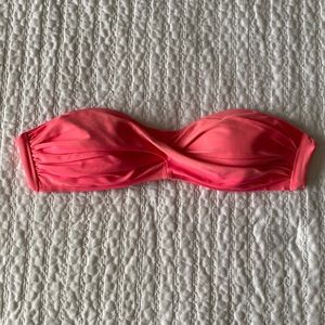 Neon pink strapless bikini top